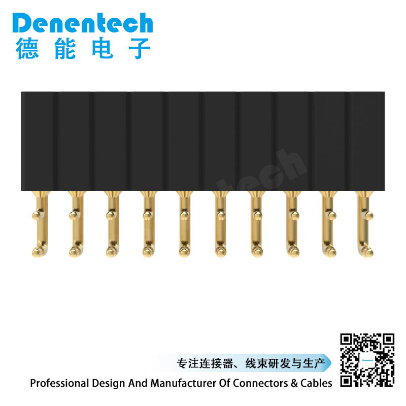 Denentech 2.54MM圆P排针H6.90xW6.90双排90度优质镀金双排针接插件
